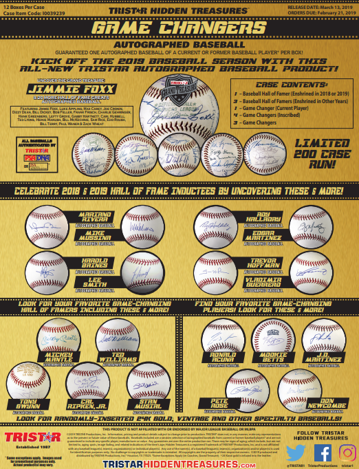 2019 Tristar Game Changers Autographed Baseball Box
