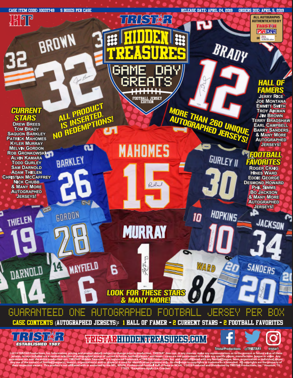 2019 Tristar Hidden Treasures Game Day Greats Jersey Football Box
