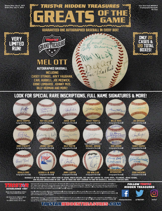 2019 Tristar Hidden Treasures Greats of the Game Baseball 6-Box Case