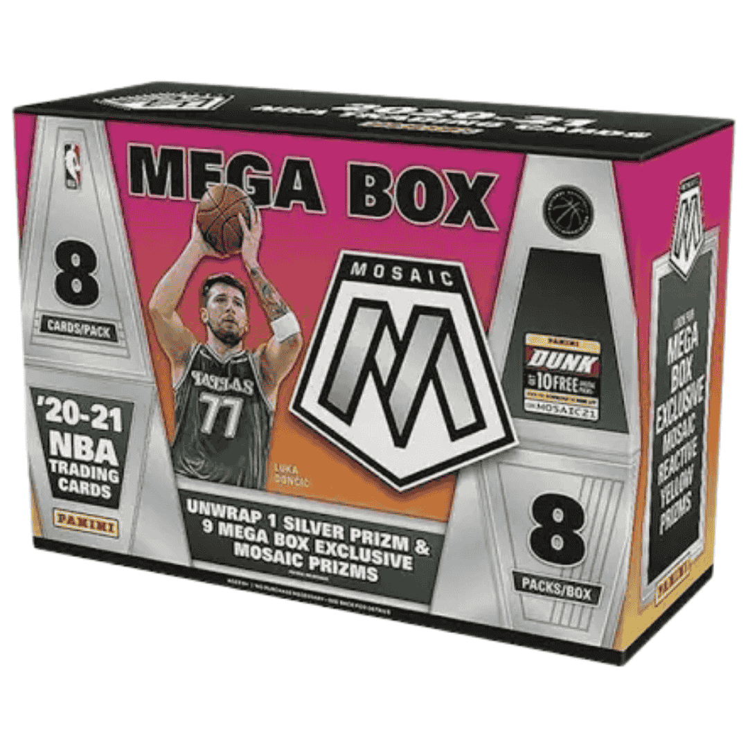 2020-21 Panini Mosaic Basketball Mega 64-Card Box (Green Fluorescent Prizms!)