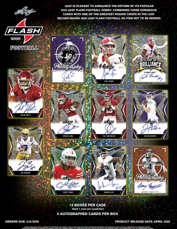 2020 Leaf Flash Football Hobby 12-Box Case