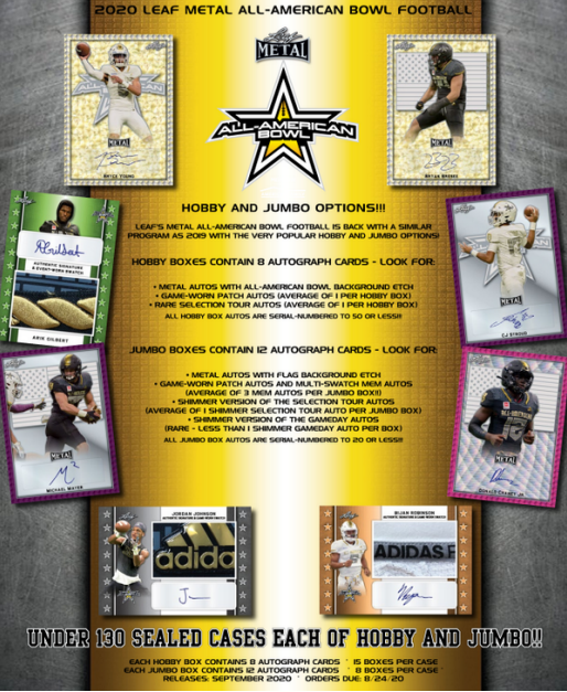 2020 Leaf Metal All-American Football Hobby 15-Box Case