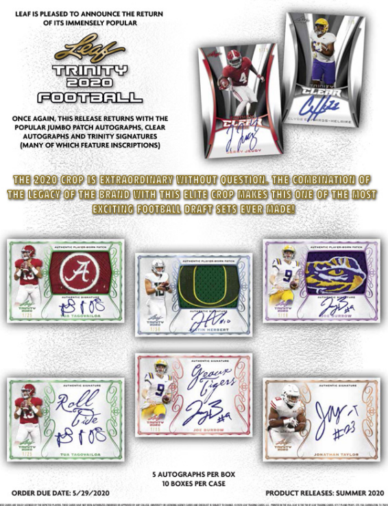2020 Leaf Trinity Football Hobby Box