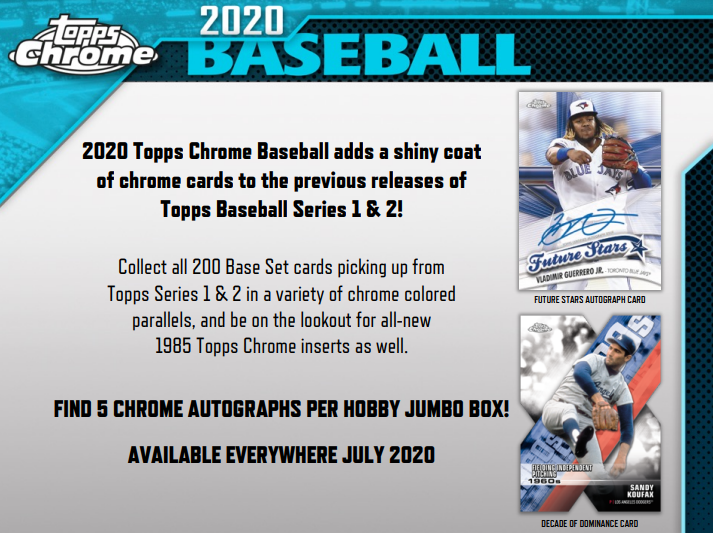 2020 Topps Chrome Baseball HTA Jumbo Hobby Pack