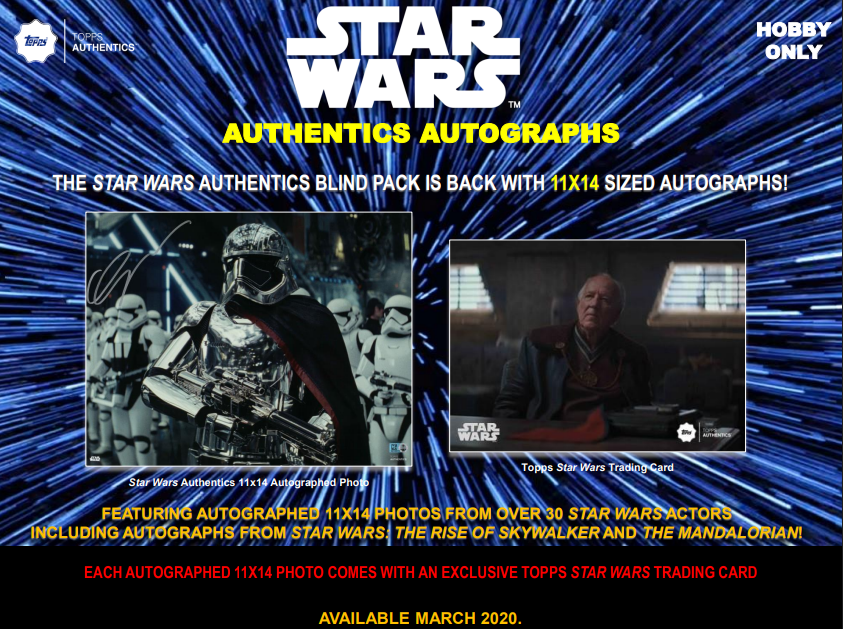 2020 Topps Star Wars Authentics Autographed 11x14 Photo & Trading Card Box