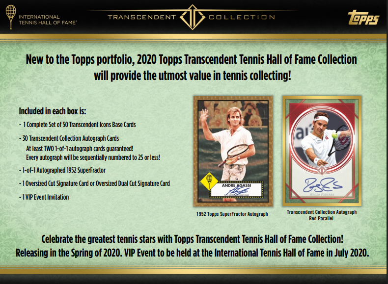 2020 Topps Transcendent Tennis Hall of Fame Collection Case