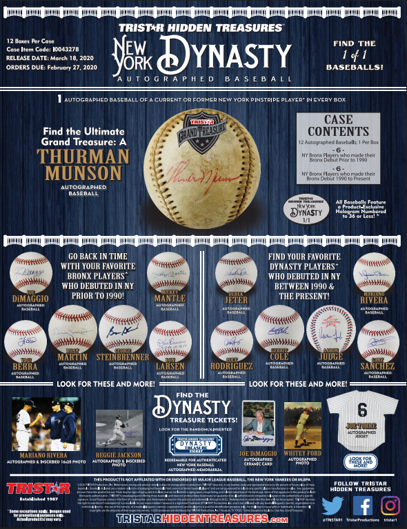 2020 Tristar Autographed Baseball NY Dynasty Edition 12-Box Case