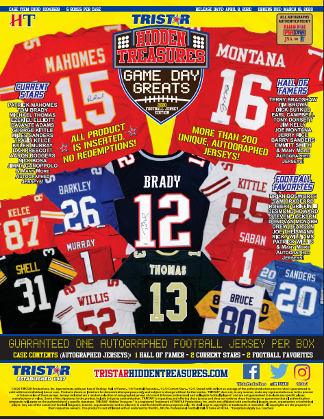 2020 Tristar Hidden Treasures Game Day Greats Jersey Football 5-Box Case