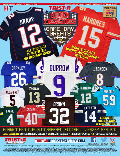 2020 Tristar Hidden Treasures Game Day Greats Jersey Series 3 Football 5-Box Case