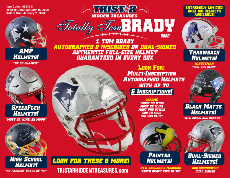2020 Tristar Totally Tom Brady Autographed Full Size Helmet Football Box