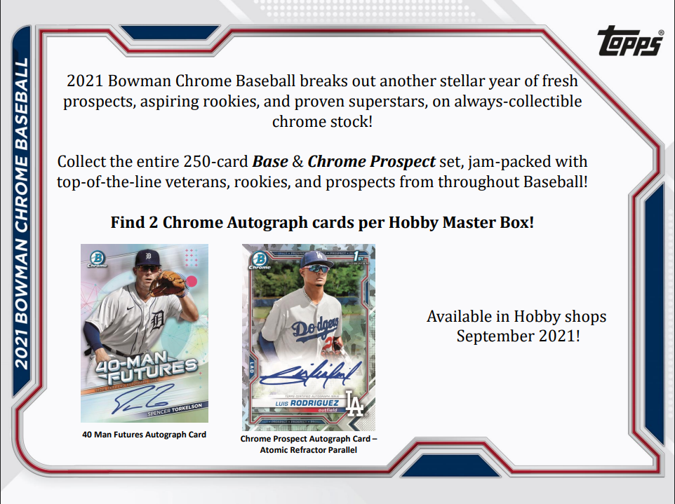 2021 Bowman Chrome Baseball Hobby Pack