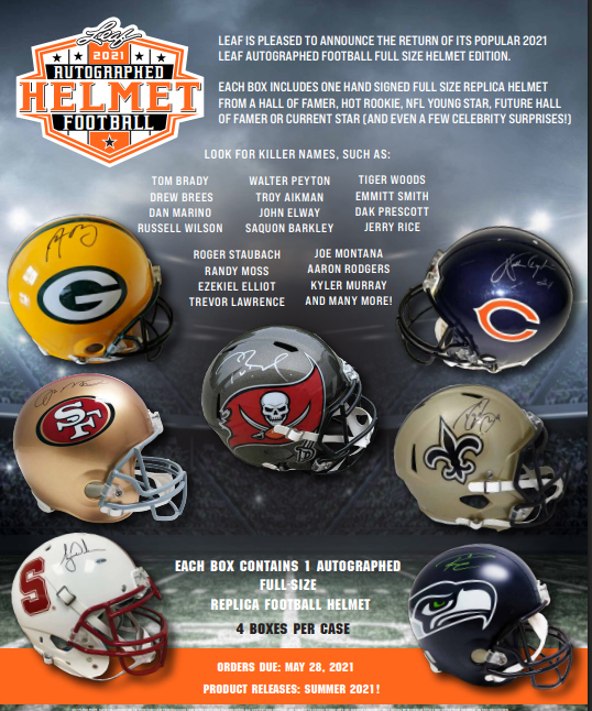 2021 Leaf Autographed Full Sized Helmet Football Box