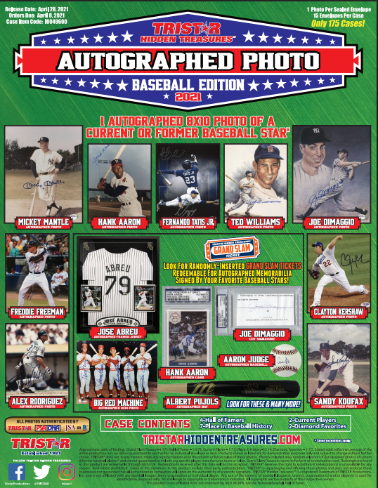 2021 Tristar Hidden Treasures Autographed Photo Baseball 15-Box Case