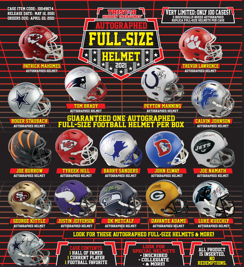2021 Tristar Hidden Treasures Football Autographed Full-Size Helmet - Box