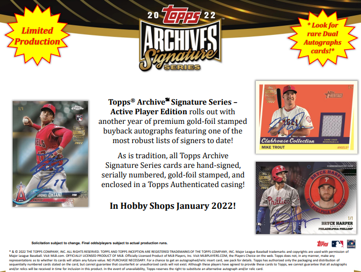 2022 Topps Archives Signature Series Baseball Box
