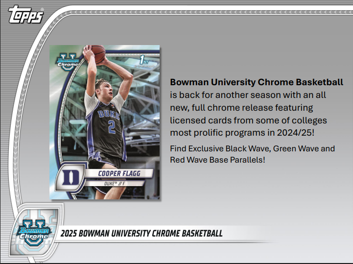 2024-25 Bowman University Chrome Basketball Blaster Pack