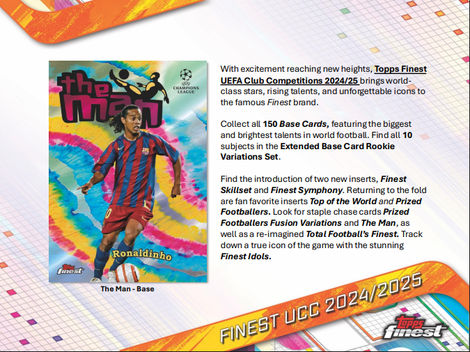 2024-25 Topps UEFA Club Competitions Finest Soccer Hobby 8-Box Case