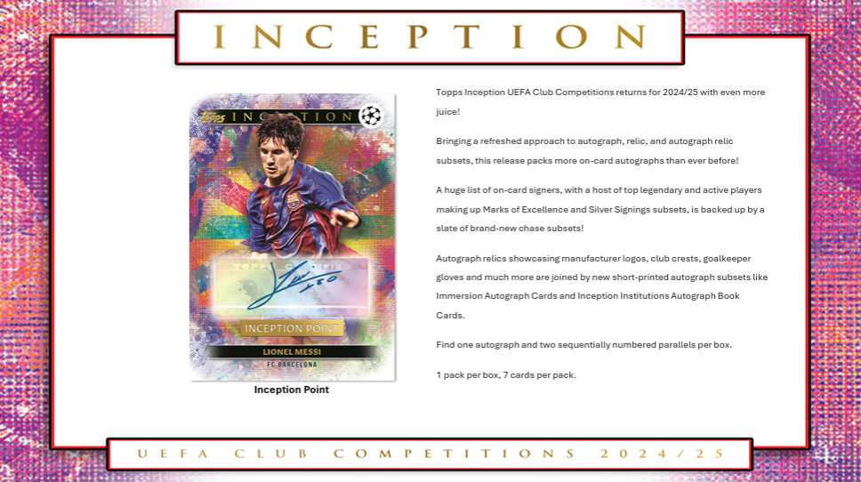 2024-25 Topps UEFA Club Competitions Inception Soccer Hobby Box
