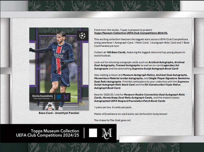 2024-25 Topps UEFA Club Competitions Museum Collection Soccer Hat Trick Box
