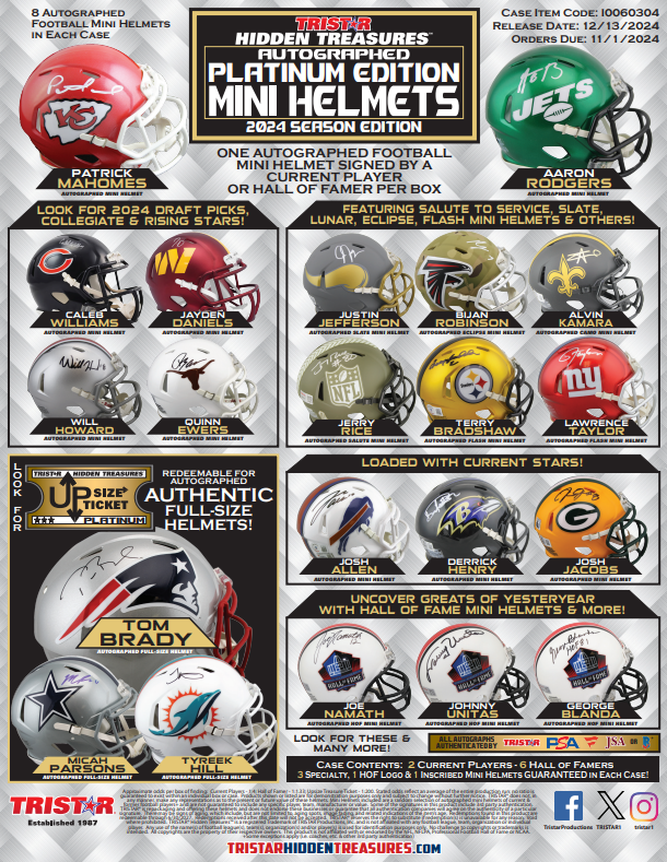 2024 Tristar Hidden Treasures Football Mini Helmet Platinum Season Edition Box