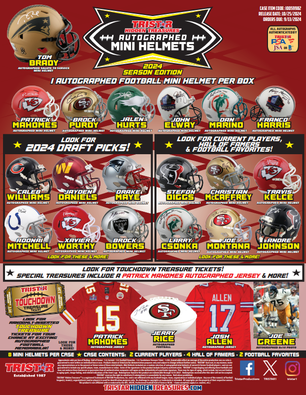 2024 Tristar Hidden Treasures Football Mini Helmet Season Edition 8-Box Case