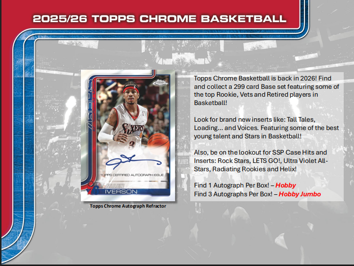 2025-26 Topps Chrome Basketball Hobby Jumbo Pack