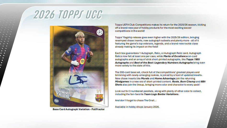 2025-26 Topps UEFA Club Competitions Soccer Hobby Pack