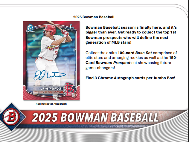 2025 Bowman Baseball Jumbo 8-Box Case