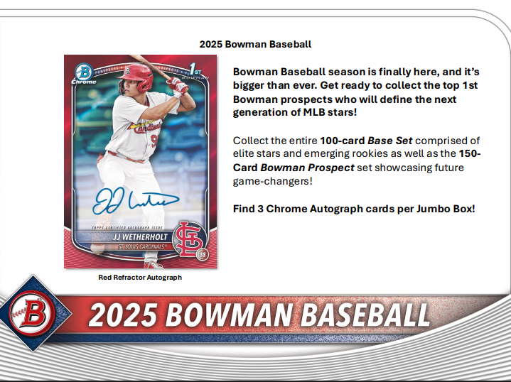 2025 Bowman Baseball Jumbo, Pack 