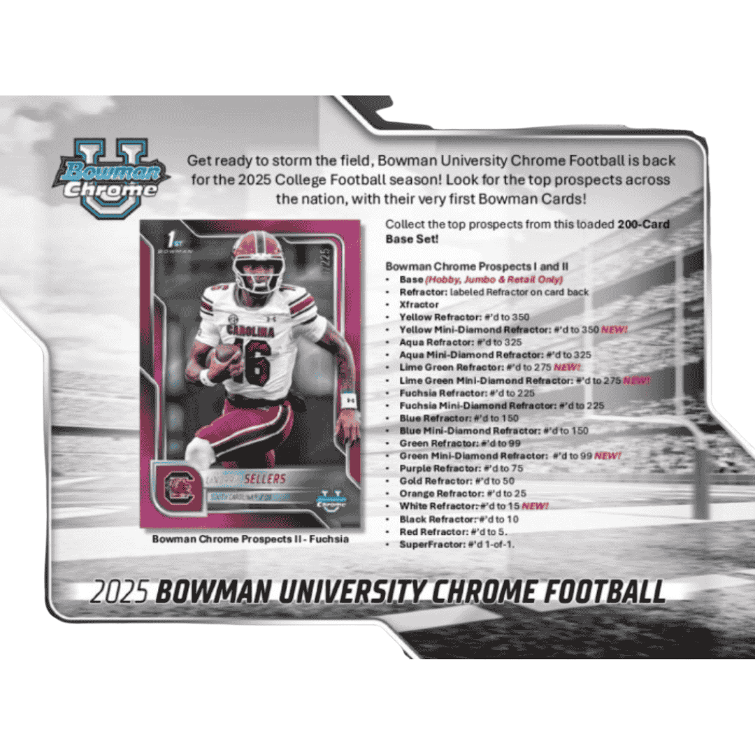  2025 Bowman University Chrome Football Hobby 12-Box Case