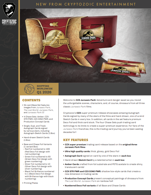 2025 Cryptozoic CZX Jurassic Park Hobby 6-Box Case