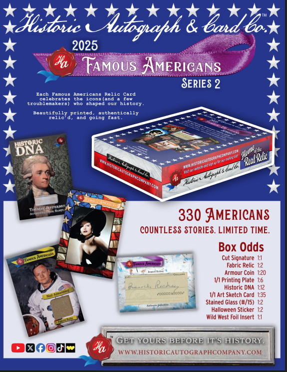 2025 Historic Autographs Famous Americans Series 2 Hobby Box