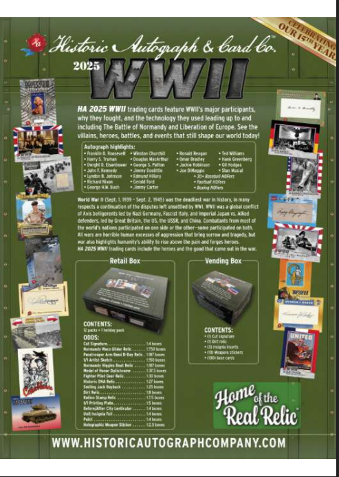 2025 Historic Autographs WWII Hobby 24-Box Case