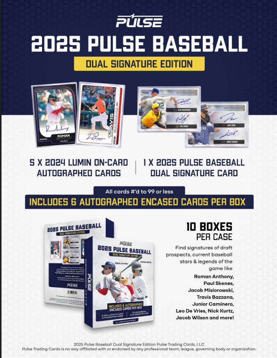 2025 Pulse Dual Signature Edition Baseball Hobby 10-Box Case