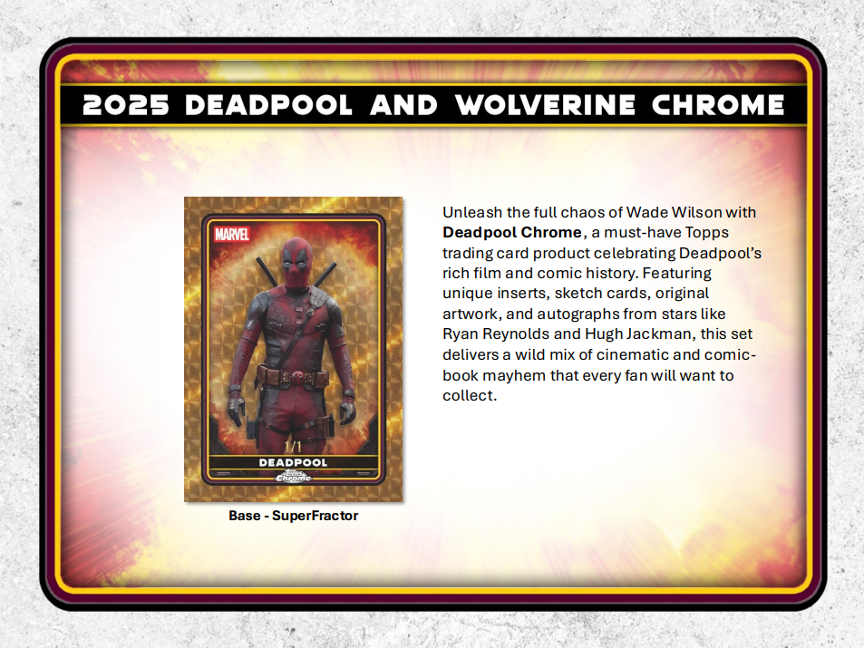 2025 Topps Chrome Marvel Deadpool Blaster Box