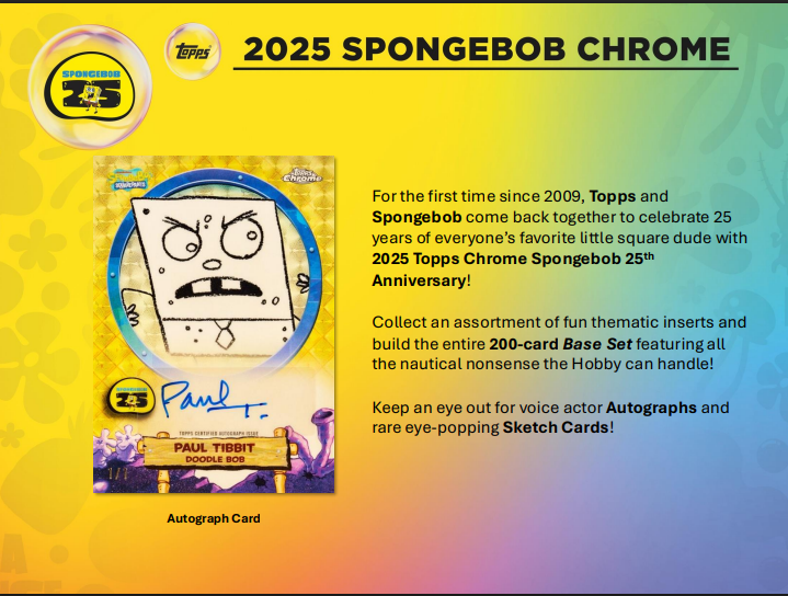 2025 Topps Chrome Spongebob Squarepants 25th Anniversary Blaster Box