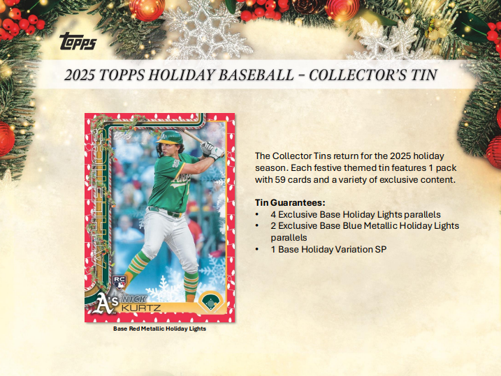 2025 Topps Holiday Baseball 3 Tin Box 5-Box Case