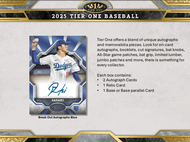 2025 Topps Tier One Baseball Hobby 12-Box Case