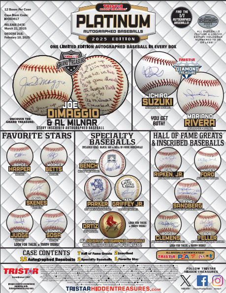 2025 Tristar Autographed Baseball Platinum Edition 12-Box Case