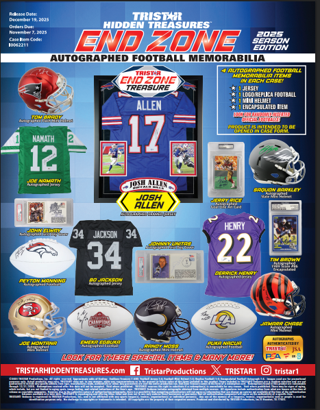 2025 Tristar Hidden Treasures End Zone Autographed Football Season Edition Memorabilia Case