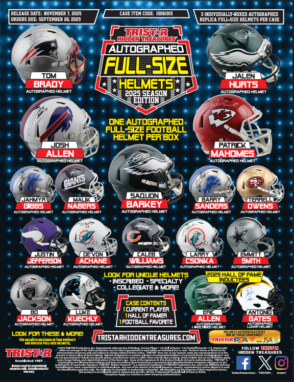 2025 Tristar Hidden Treasures Football Autographed Full-Size Helmet Season Edition Series-2 Box