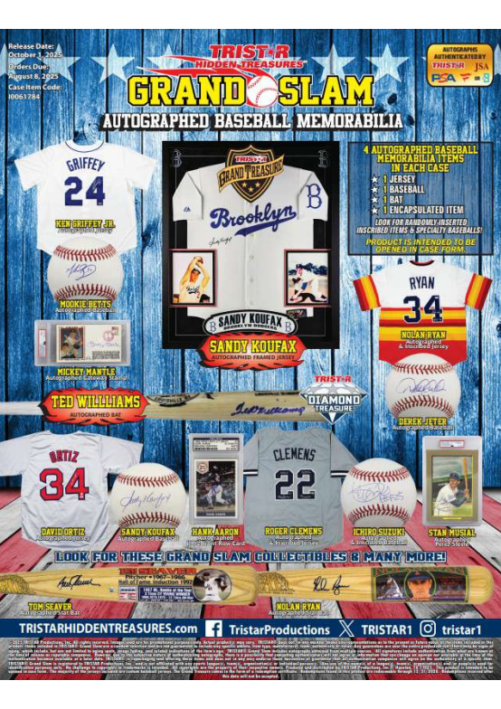 2025 Tristar Hidden Treasures Grand Slam Autographed Baseball Memorabilia Case