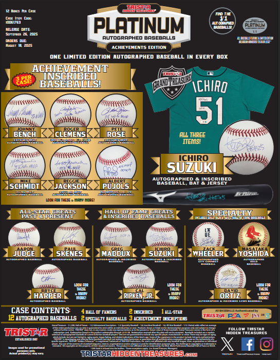 2025 Tristar Hidden Treasures Platinum Autographed Baseball Achievements Edition 12-Box Case