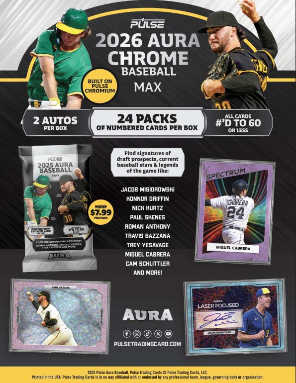 2026 Pulse Aura Chrome Baseball Max Edition Box