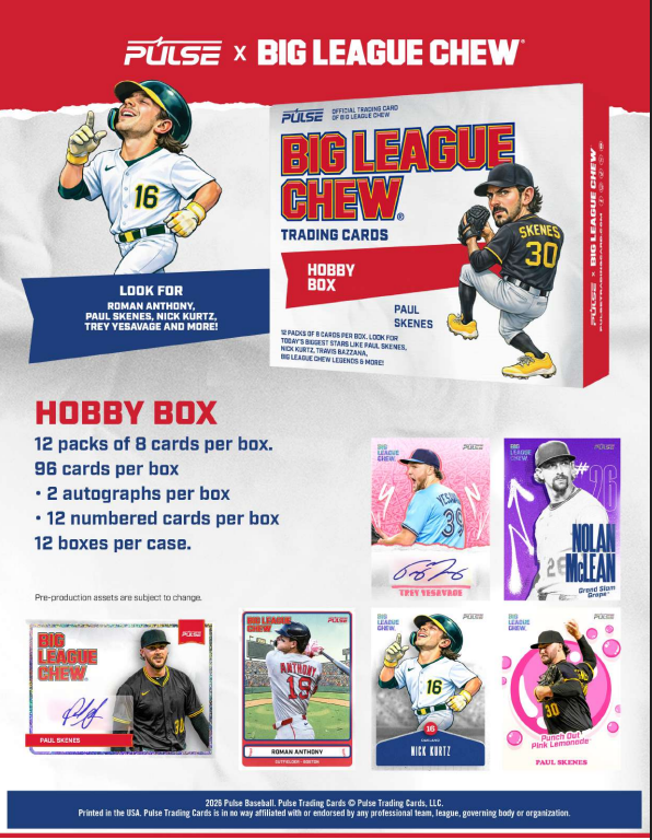 2026 Pulse x Big League Chew Baseball Hobby 12-Box Case