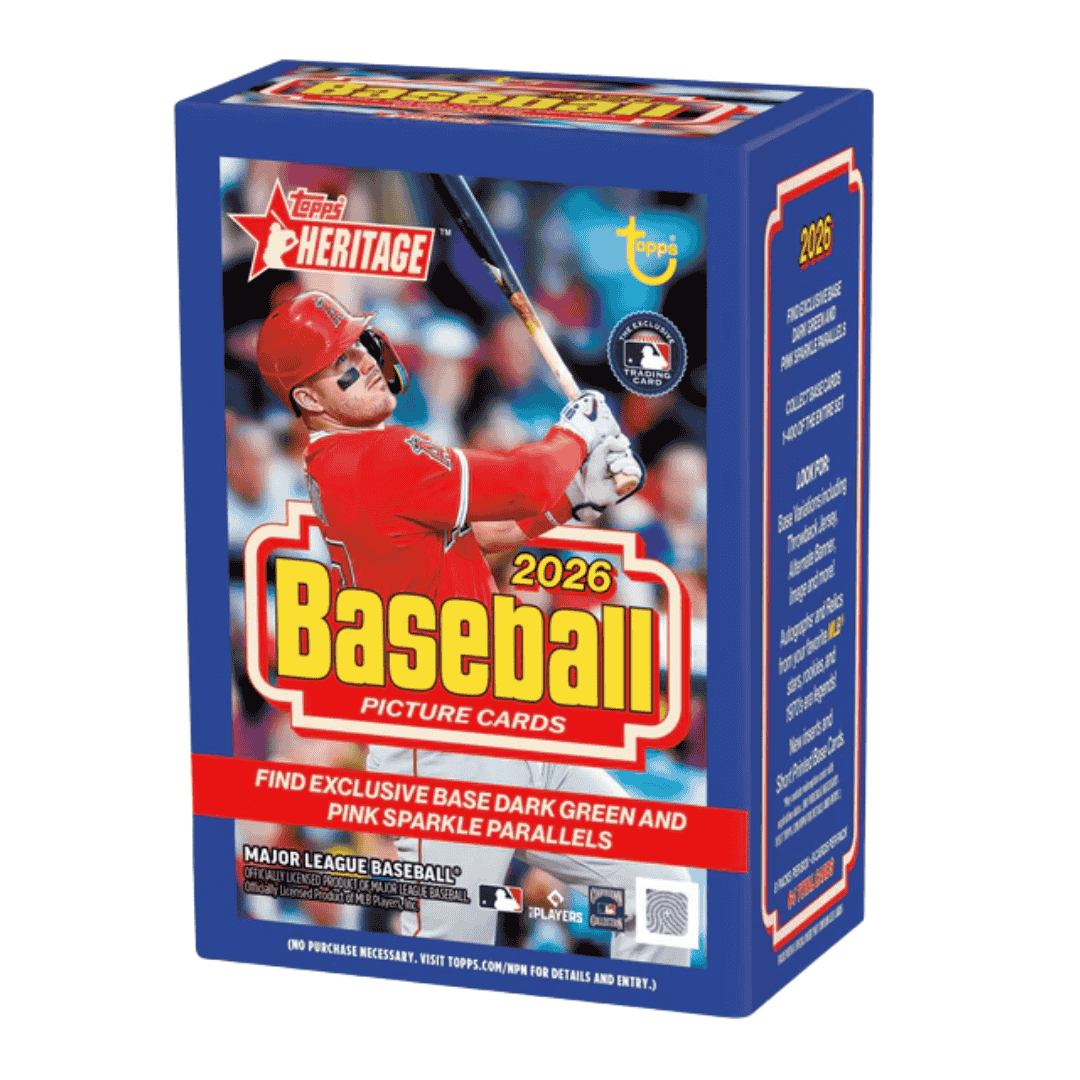 2026 Topps Heritage Baseball Blaster Box (Dark Green and Pink Sparkle Parallels)