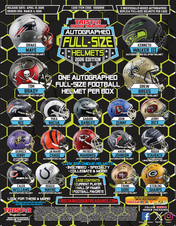 2026 Tristar Hidden Treasures Football Autographed Full-Size Helmet Box