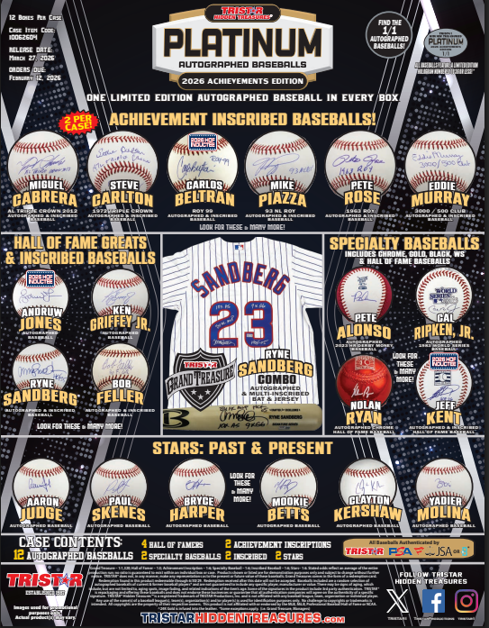 2026 Tristar Hidden Treasures Platinum Autographed Baseball Achievements Edition Box