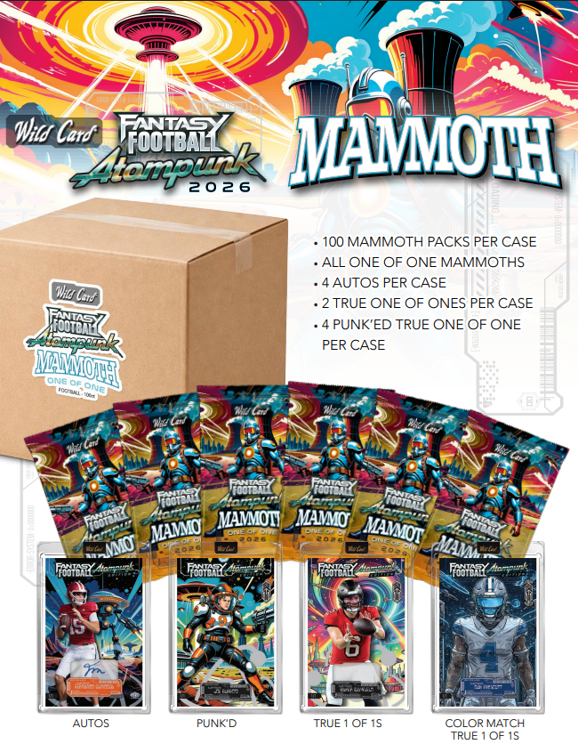 2026 Wild Card Fantasy Football Atompunk Mammoth Football 100-Pack Case