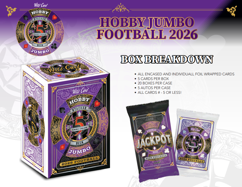 2026 Wild Card Five Card Draw Stacked Deck Football Hobby Jumbo 20-Box Case